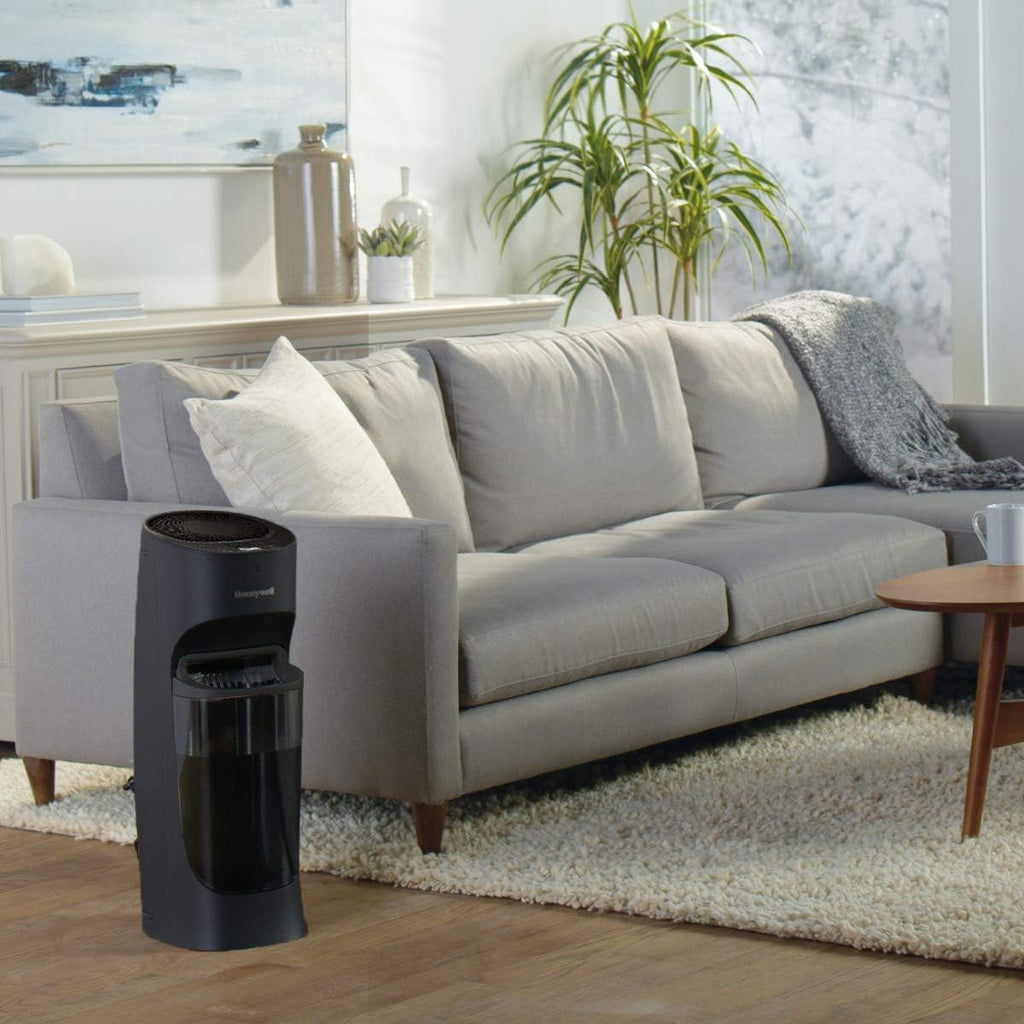 Honeywell Top Fill Tower Humidifier, Digital Humidistat, Black – Cool Mist Humidifiers for Bedroom, Home or Office with Space-Saving Tower Design