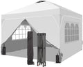 GDY 12x12FT Pop Up Canopy Tent with One Push Setup, Easy to Install with 4-Sidewalls for Events, Parties, Camping, Outdoor Gazebo with 4-Sandbags and Wheel Bag, White.