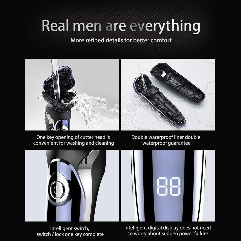 Electric Shavers for Mens,Electric Razor Dry Wet Waterproof Mens Rotary Facial Shaver, Portable Face Shaver USB Rechargeable Shaver with Hair Clipper and Nose Hair Trimmer for Husband Dad