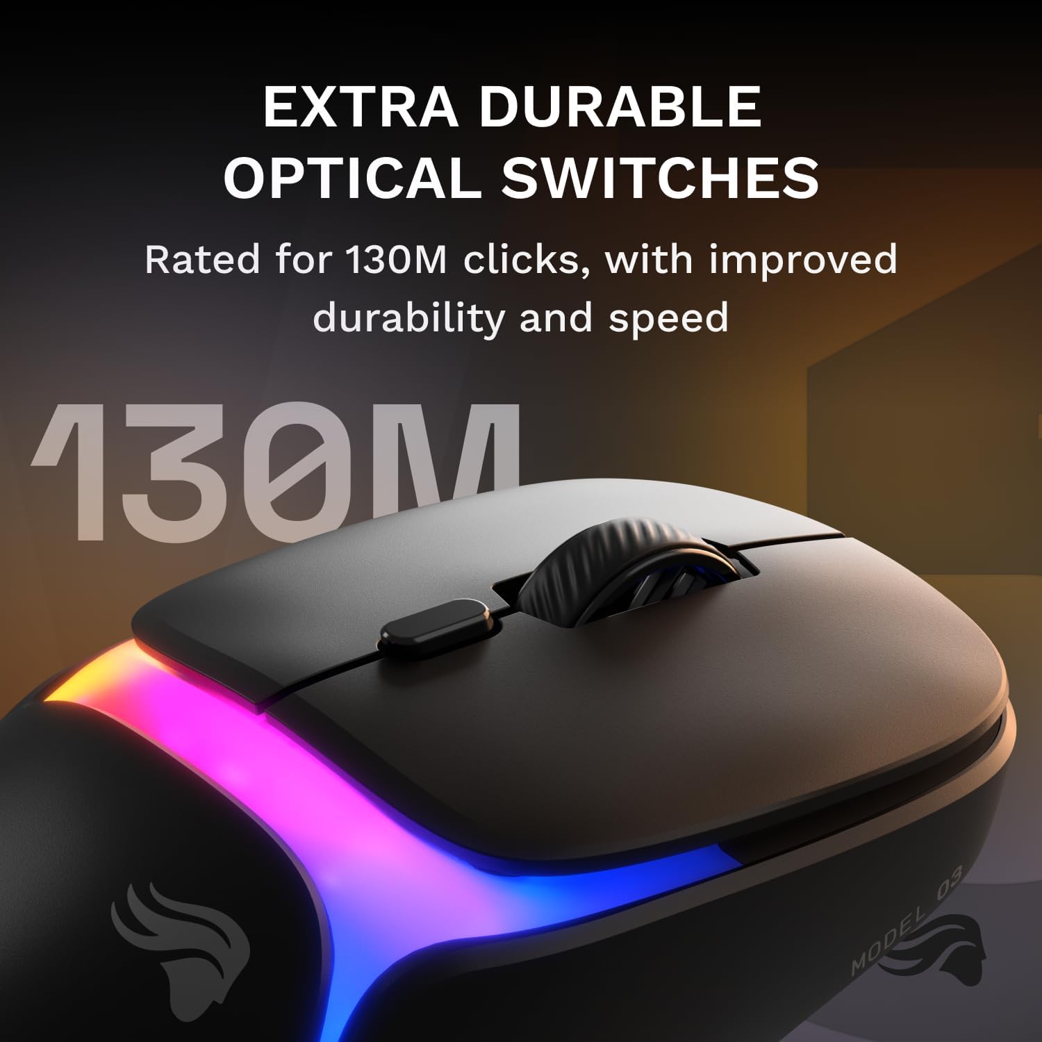 GLORIOUS Gaming Model O3 Wireless Gaming Mouse - InfinitePlay Swappable Battery, 130H Battery Life, 8k Polling, 130M Optical Switches, Ultralight 66g, 30K DPI Optical Sensor, RGB - Black