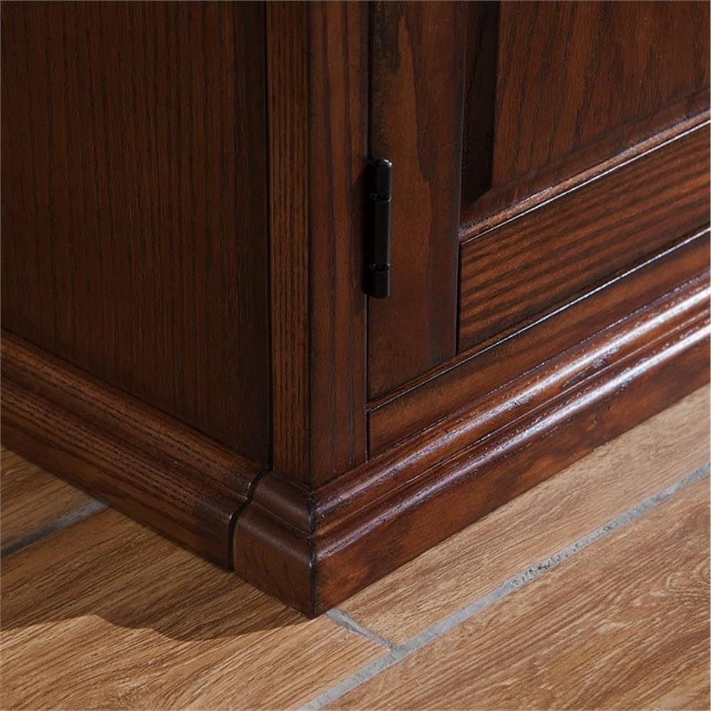 Leick Home 80360 Leaded Glass TV Stand For 65' TV's, Burnished Oak