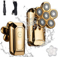 Head Shavers for Bald Men, Bald shaving machine electric shaver for men beard hair trimmer body grooming kit six blade electric razor LCD display (Color : Gold)