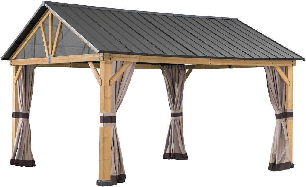 SUNJOY Replacement Curtain for Sunjoy 11×13 ft. Wood-Framed Gazebos (with Netting Tube), Khaki