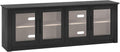 Henn&Hart TV Stand for TVs up to 78' with 2 Display Cabinets and Adjustable Shelves for Living Room, Family Room, or Office, Natural Black/Beech White