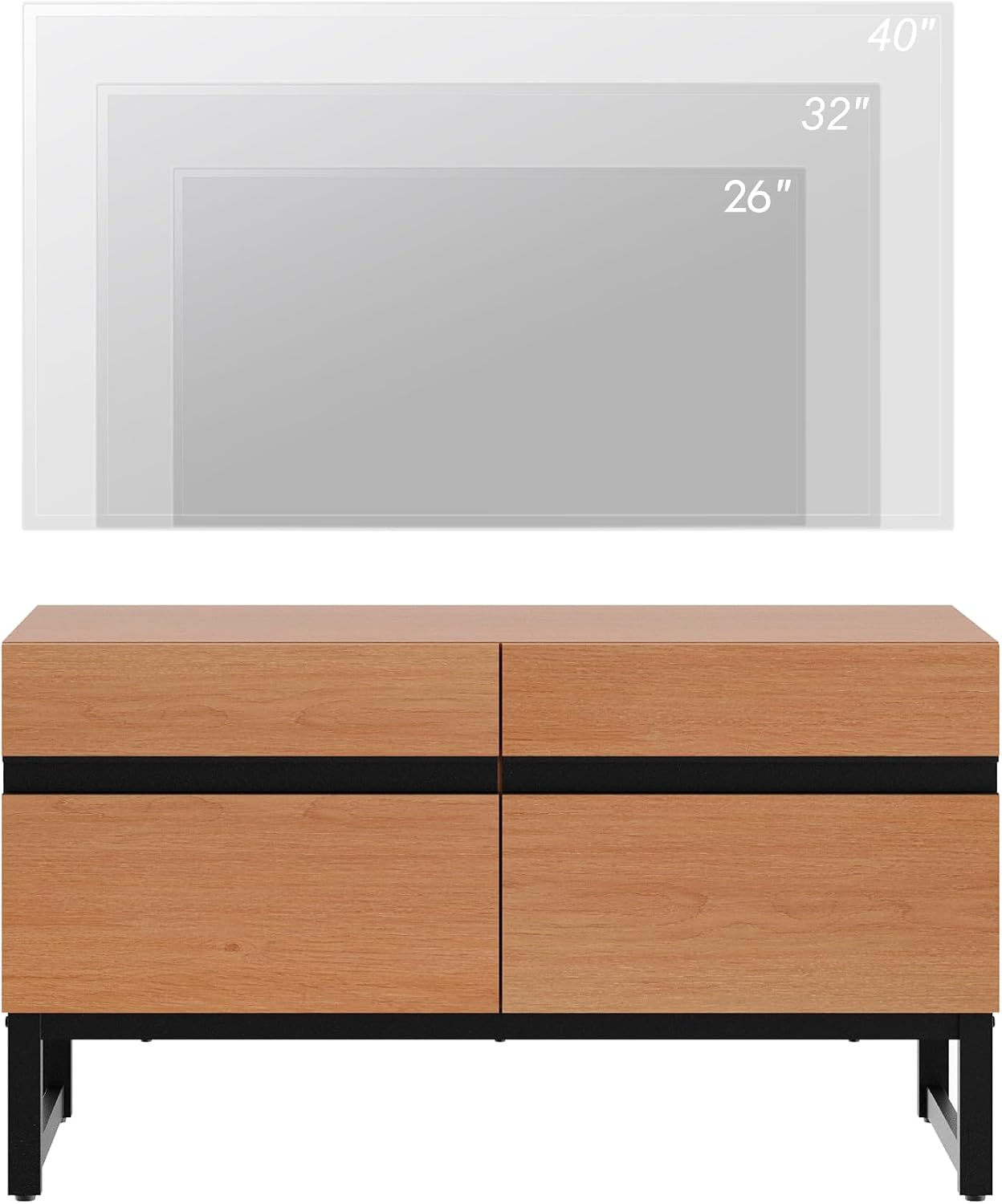 WAMPAT Modern TV Stand for 26-40 Inch TVs, Wood Entertainment Center with Metal Base Storage Cabinets, Media TV Console for Living Room, Mocha, 1Pcs