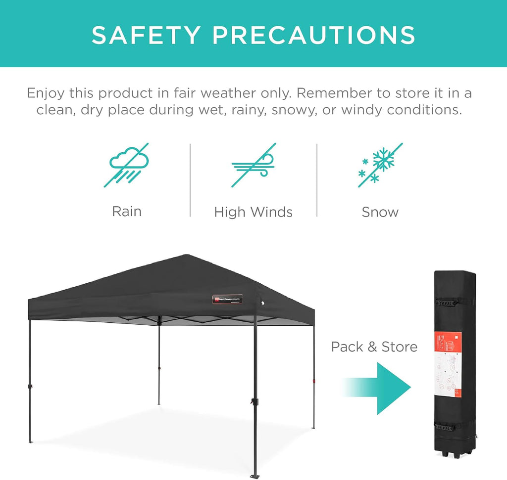 Best Choice Products 10x10ft Pop Up Canopy Tent, Outdoor Shade, 1 Person 1 Minute Set Up, Carry Case, 4 Weight Bags - Gray