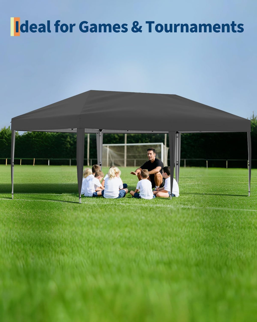 10x20 Pop Up Canopy Tent with 6 Sidewall - One-Button Instant Setup, Heavy-Duty 210D Oxford Fabric & Rust-Proof Frame - 3 Adjustable Heights, Roller Bag, 6 Sandbags - UV Protection for Beach, Party