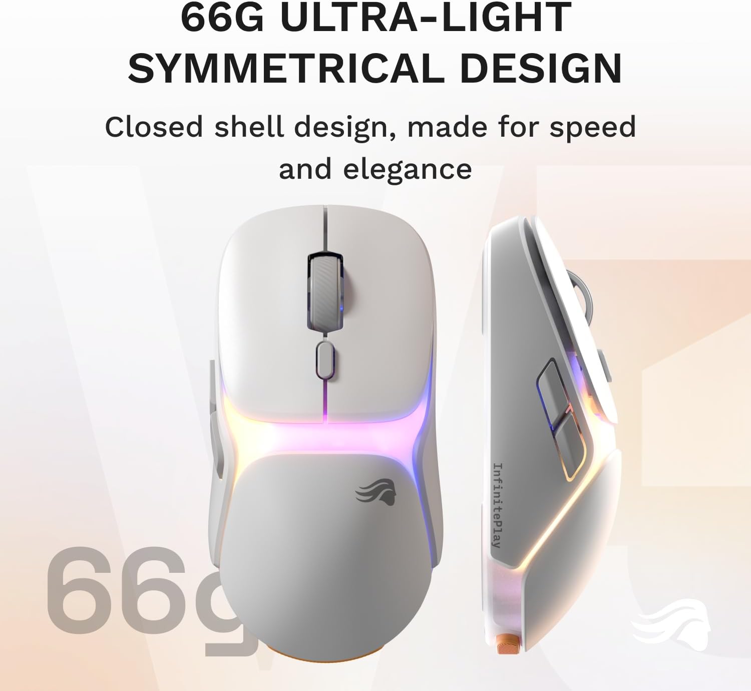 GLORIOUS Gaming Model O3 Wireless Gaming Mouse - InfinitePlay Swappable Battery, 130H Battery Life, 8k Polling, 130M Optical Switches, Ultralight 66g, 30K DPI Optical Sensor, RGB - White