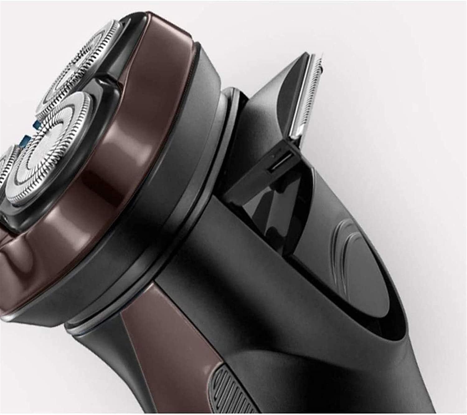 Electric Shavers for Men, Mens Electric Razor,Dry Wet Waterproof Man Rotary Shaver,Portable Facial Cordless Shaver USB Rechargeable with Led Display (Color : Silver)(Brown)
