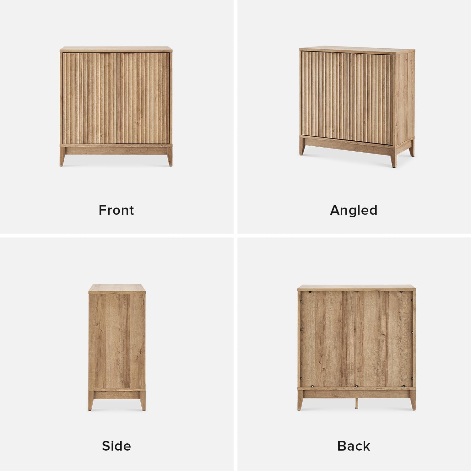 mopio Brooklyn Fluted Storage Cabinet, Modular Accent Buffet Sideboard with Adjustable Shelf, FSC Certified 50lb Load Modern Farmhouse Wood Credenza for Dining, Living Room, Entryway (Oak, Single)