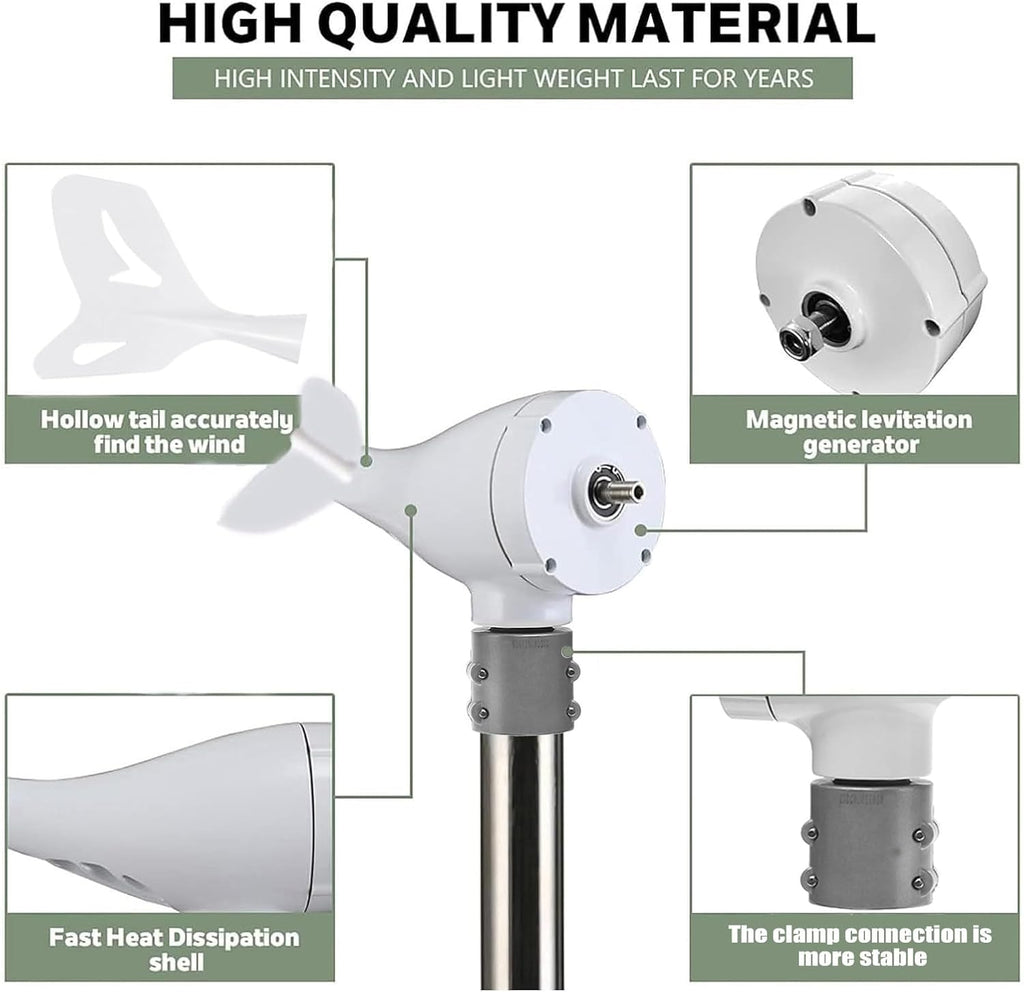 Wind Turbine Generator Kit, 14000W, 12V/24V/48V/110V/220V with 8 Blade, with MPPT Controller, Wind Power Generator for Marine, RV, Home, Windmill Generator Suit for Hybrid Solar Wind System,12V