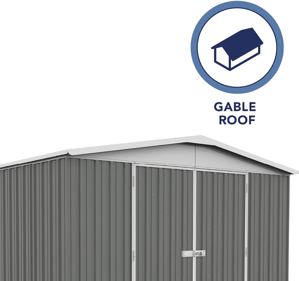 Absco Regent 10 Ft. x 12 Ft. Metal Storage Shed DIY Galvanized Steel Sheds for Tools, Bikes, Lawn & Garden Equipment, Outdoor Patio Furniture, Perfect in Backyard, Garden (Woodland Gray)