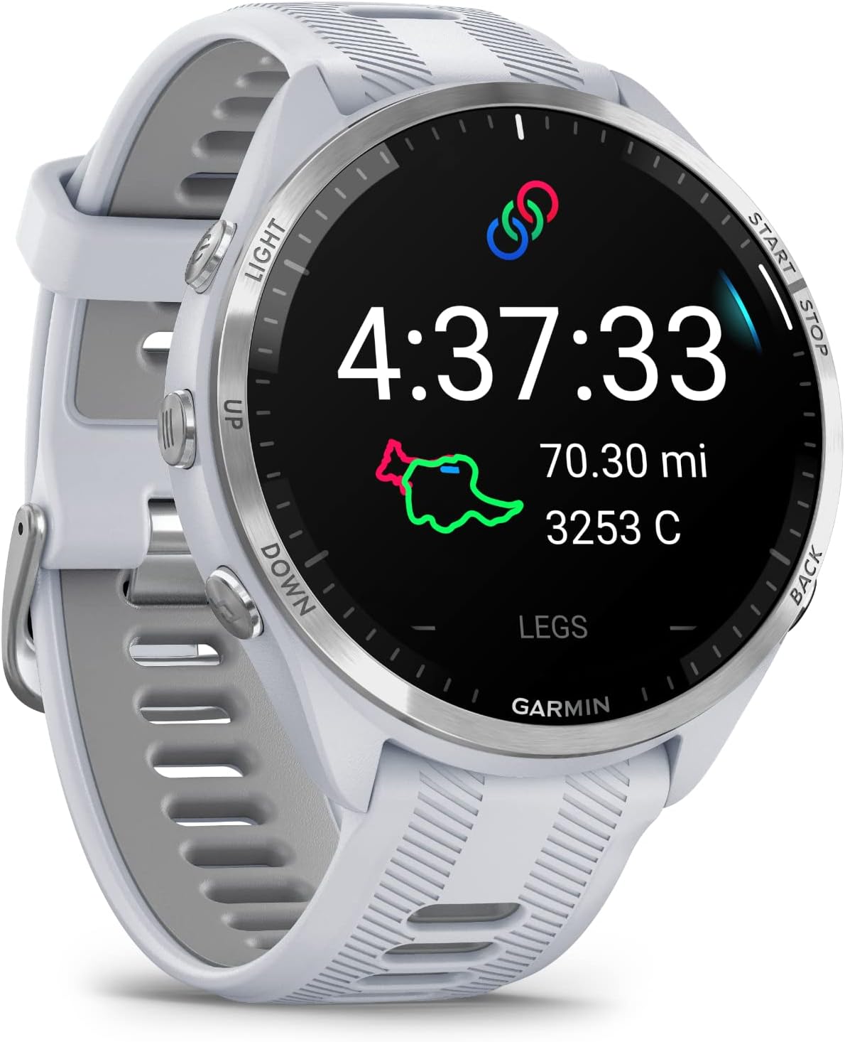 Garmin Forerunner 965 Advanced GPS Multisport Touchscreen Smartwatch, Whitestone, Heart Rate Monitor, On-Device Workouts, Up to 13 Day Battery Life w/Signature Series Power Bundle
