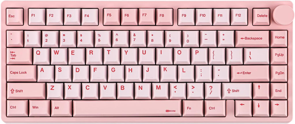 KiiBoom Moonshadow V2 75% Wireless Aluminum Gaming Keyboard, QMK&VIA Programmable, BT5.0/2.4GHz/USB-C, Hot-Swappable Creamy Mechanical Keyboard with FR4 Plate, Knob, 4000mAh Battery (Pink)