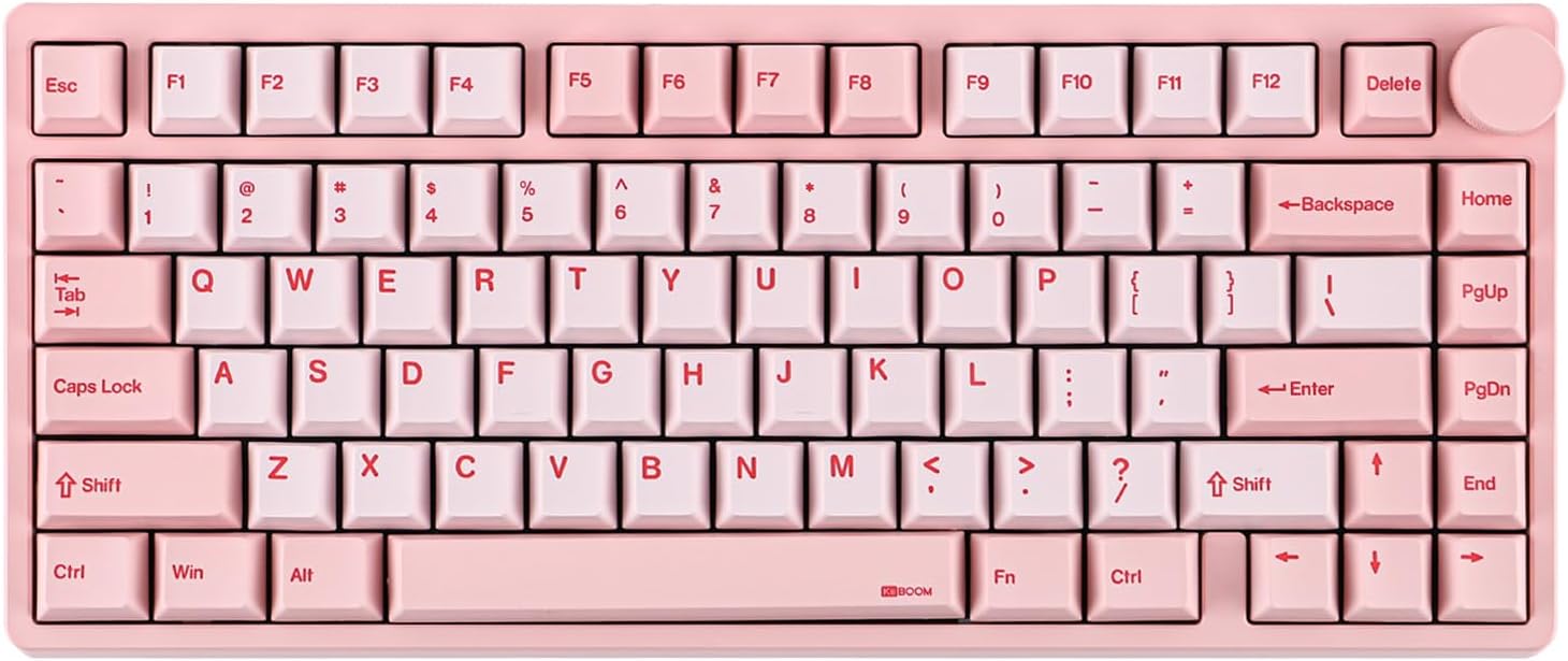 KiiBoom Moonshadow V2 75% Wireless Aluminum Gaming Keyboard, QMK&VIA Programmable, BT5.0/2.4GHz/USB-C, Hot-Swappable Creamy Mechanical Keyboard with FR4 Plate, Knob, 4000mAh Battery (Pink)