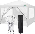 COBIZI 10x10 Pop Up Canopy Tent with 4 Sidewalls Party Tents for Parties Weddings Backyard Waterproof Commercial Instant Outdoor Events Tent with Stakes, Ropes（10 x 10 ft White