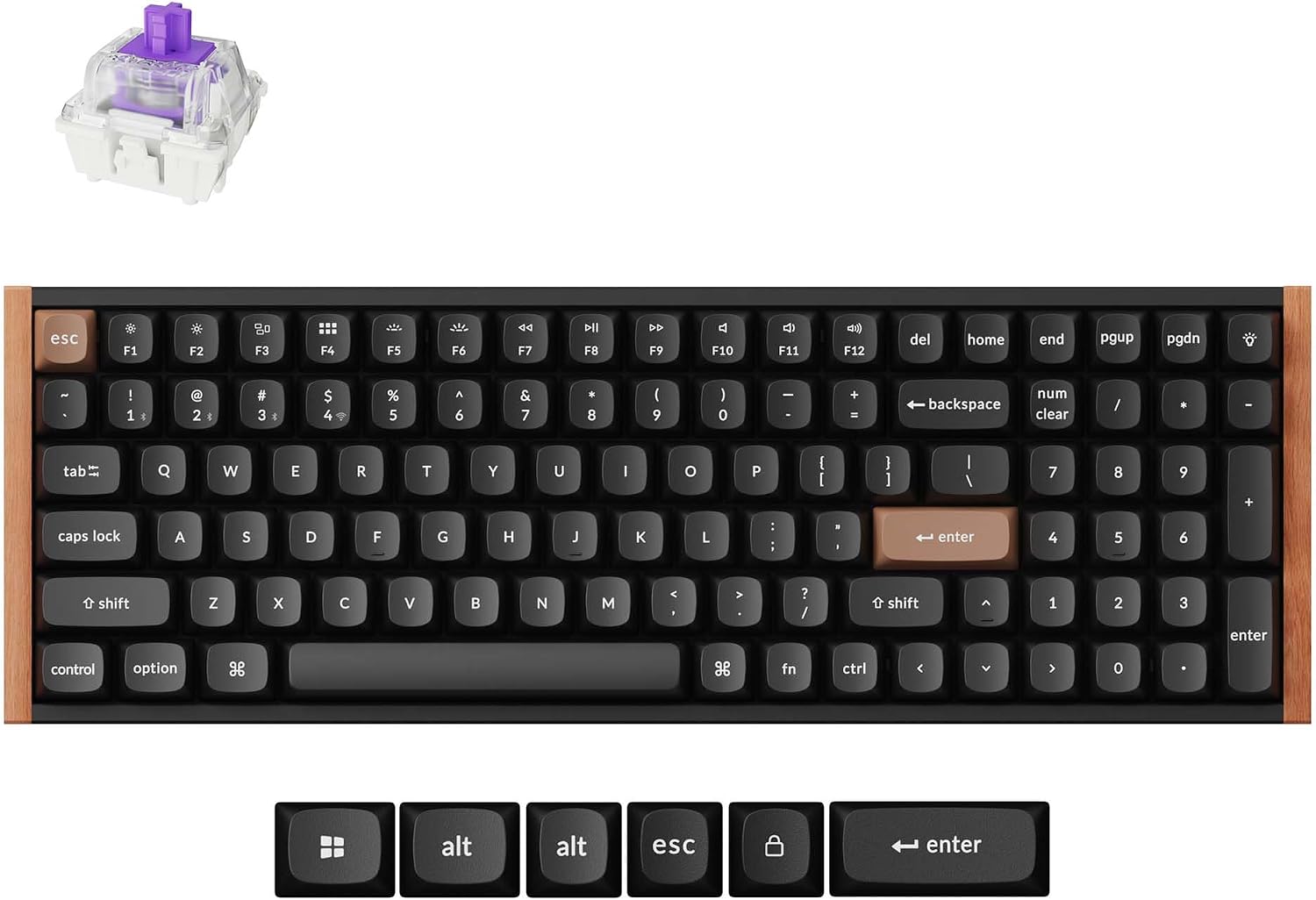 Keychron K4 HE QMK Wireless Gaming Custom Mechanical Keyboard, 2.4 GHz/Bluetooth/Wired 96% Layout Hot-Swappable Programmable RGB Backlit Gateron Magnetic Switches for Mac Windows, Wood Frame-Black