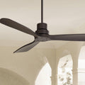 Casa Vieja 52' Delta-Wing DC Modern Industrial 3 Blade Indoor Outdoor Ceiling Fan Remote Control Matte Black Wood Damp Rated for Patio Exterior House Porch Gazebo Garage Barn
