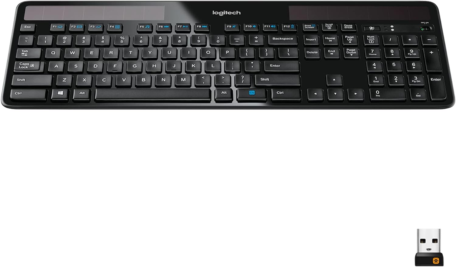 Logitech K750 Wireless Solar Keyboard for Windows, 2.4GHz Wireless with USB Unifying Receiver, Ultra-Thin, Compatible with PC, Laptop - Black