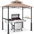 ABCCANOPY 8x5 Grill Gazebo - Outdoor BBQ Canopy Shelter with Led Light for Patio Backyard Grilling (Khaki)