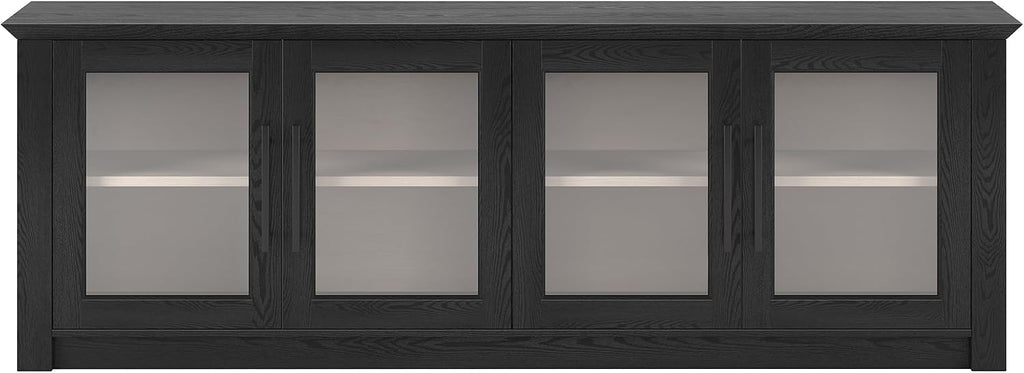 Henn&Hart TV Stand for TVs up to 78' with 2 Display Cabinets and Adjustable Shelves for Living Room, Family Room, or Office, Natural Black/Beech White