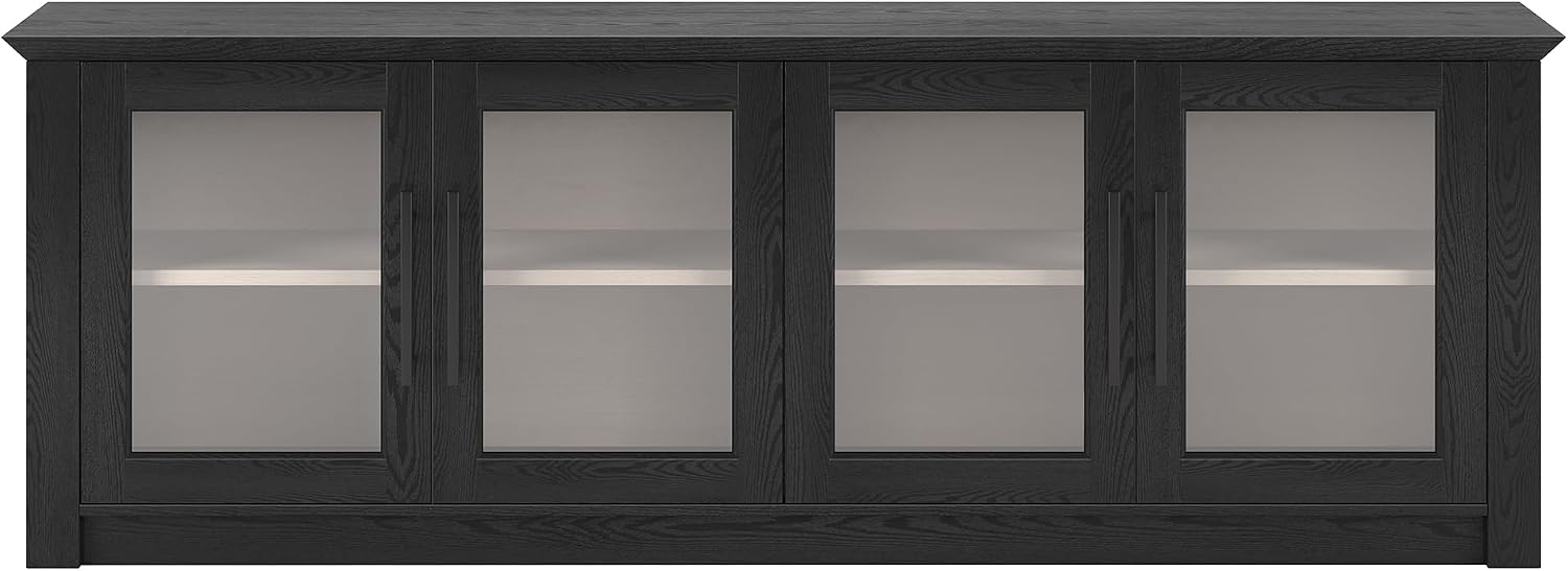 Henn&Hart TV Stand for TVs up to 78' with 2 Display Cabinets and Adjustable Shelves for Living Room, Family Room, or Office, Natural Black/Beech White