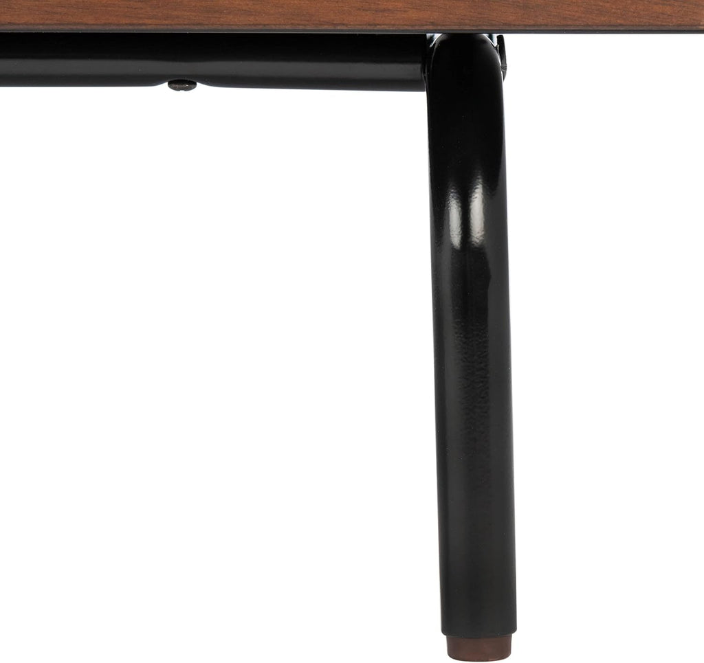 SAFAVIEH Genevieve TV Stand for up to 65' Flatscreen – Black & Walnut Brown Finish, Mid-Century Modern Storage Cabinet, Entertainment Media Console (MED5000F)