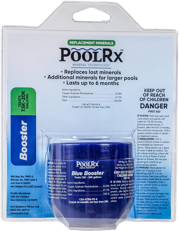 PoolRX+ Pool Unit 20k-30k gallons and Pool RX 102001 6 Month Swimming Pool Algaecide Replacement