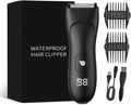 Body Hair Grommer for Men: Pubic Trimmer with LED Display,Ceramic Blades - Electric Ball Shavers IPX7 Waterproof Wet or Dry Use for Groin/Legs/Chest
