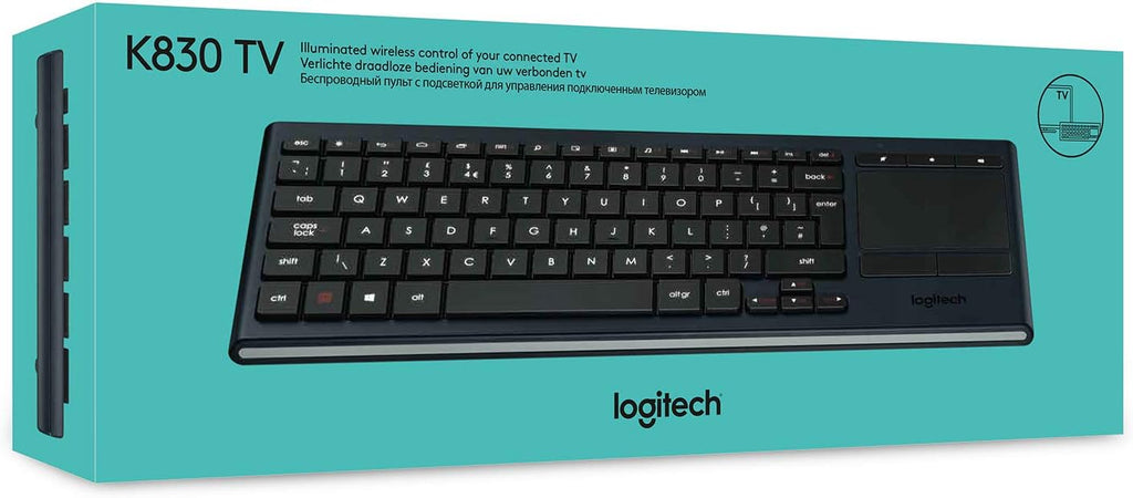Logitech K830 Illuminated Living-Room Keyboard with Built-in Touchpad – Easy-Access Media Keys and Shortcut Keys for Windows or Android