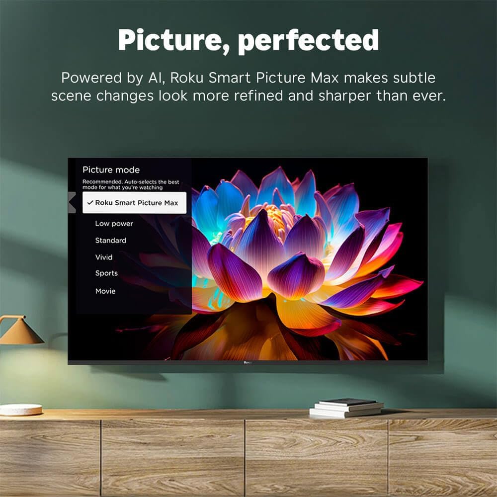 Roku 55-Inch Plus Series 4K QLED Mini-LED Smart TV, Dolby Vision & Atmos, HDR Plus, Bluetooth, Wi-Fi, 60Hz, Voice Control, Streaming Bundle with UAX HDMI Cable & 12-Month CPS Protection Plan