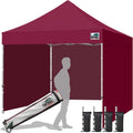 Eurmax USA 10x10 Pop Up Canopy Tent,Commercial Tent with Patented No-Tip Rolling Bag,4 Zippered Removable Walls,UV & Water Resistant Canopy Top,Heavy Duty Outdoor Gazebo,Instant Shelter(Burgundy)