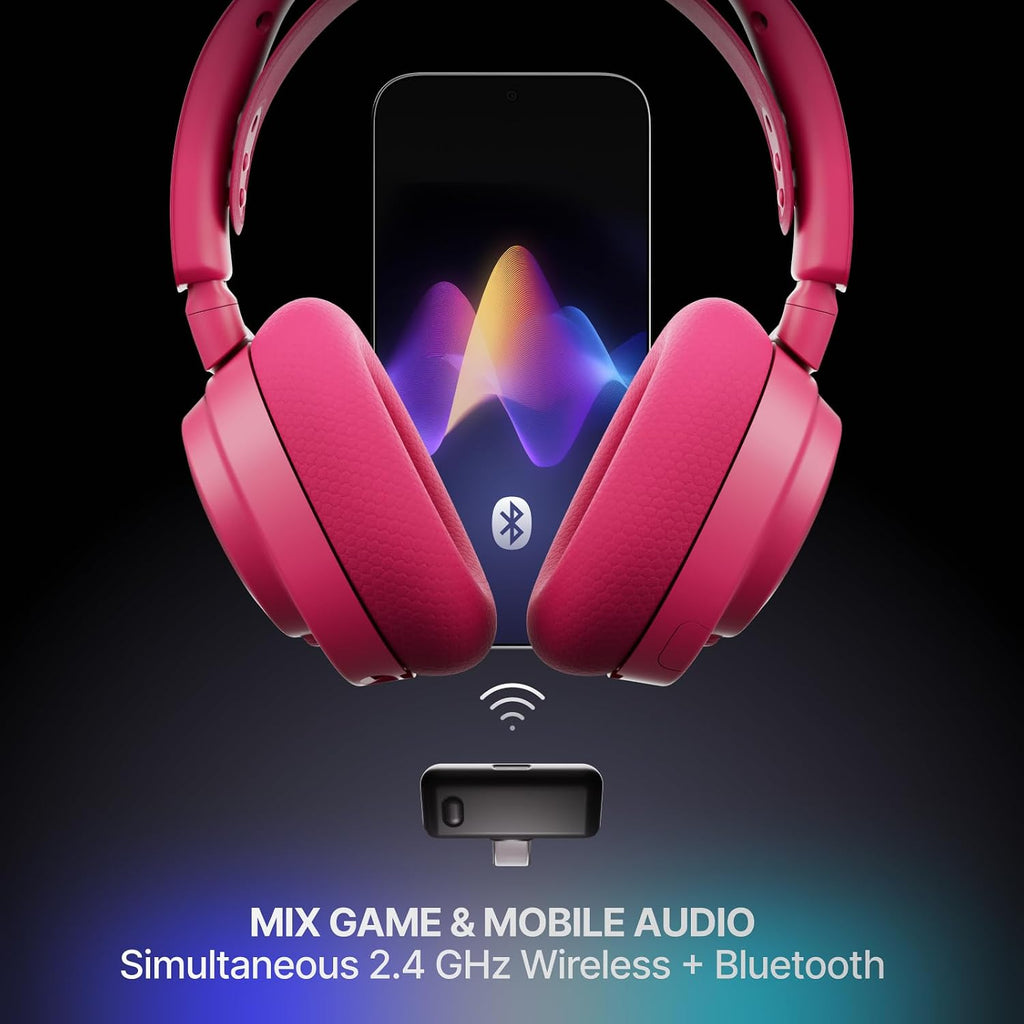 SteelSeries Arctis Nova 7P Wireless Gen 2 Gaming Headset - Real-Time App Control, 50+ HR Play, Neodymium Magnetic Drivers, Mix 2.4GHz/Bluetooth, PS5, PS4, PC, Switch 1/2, Mobile - Magenta