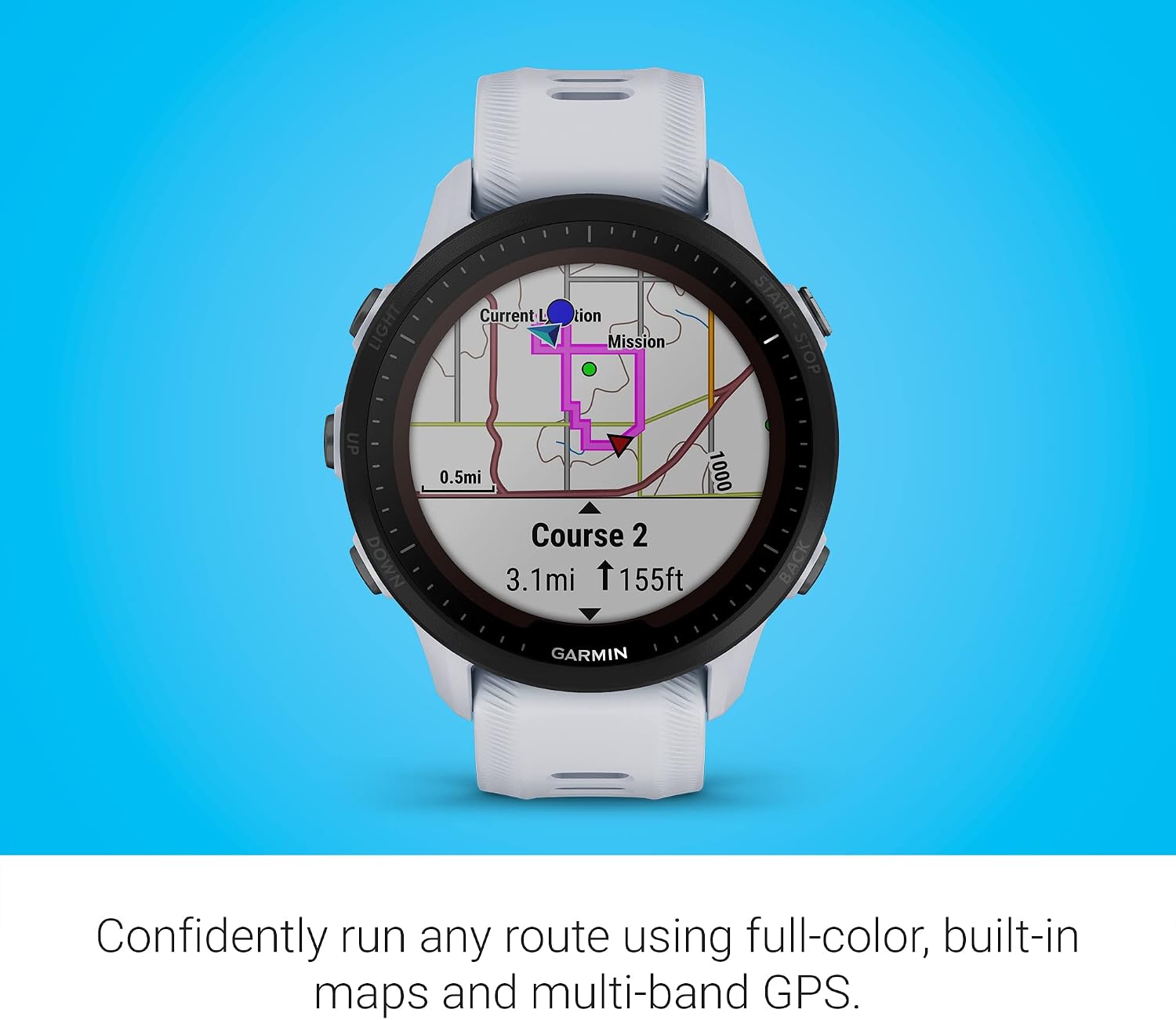 Garmin Forerunner® 955 Solar, GPS Running Smartwatch with Solar Charging Capabilities, Tailored to Triathletes, Long-Lasting Battery, Whitestone
