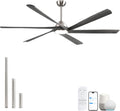 72 Inch Outdoor Smart Ceiling Fan with Light, Alexa App Remote Control, 6 Solid Wood Propeller Blade, High CFM Quiet Reversible DC Motor, Modern Farmhouse for Indoor Living Room Exterior Patio