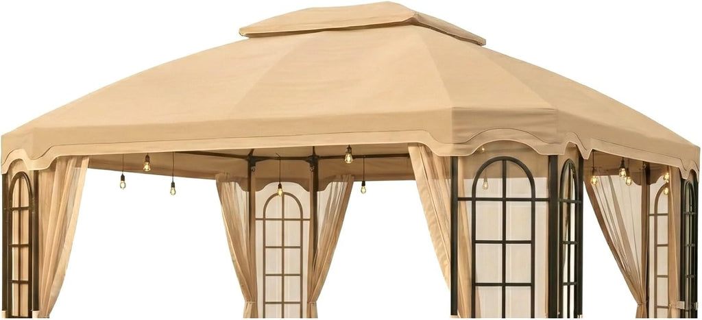 Garden Winds Durable Replacement Canopy Top Cover Compatible with The L-GZ454PST-C, A111010900 Terrace 10' x 12' Gazebo – Classic Sand, 350