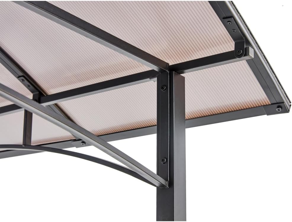 Beaunicorn 8x5ft Grill Gazebo - Outdoor Patio Canopy BBQ Shelter with Durable Steel Hardtop and Convenient Side Shelves for Enhanced Cooking Experience,Black