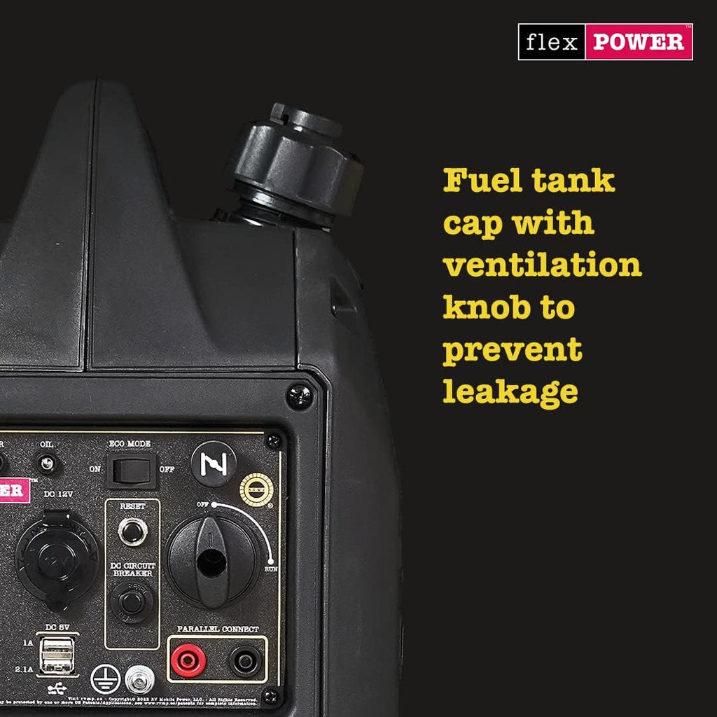 Flex Power® 2200i Silent Inverter Generator. 2200 watt. RVMP Flex Power 2200i | Hand Recoil | Silent Inverter | Portable Generator for RVs | Reliable and Clean Power | RVMP-220472 Black