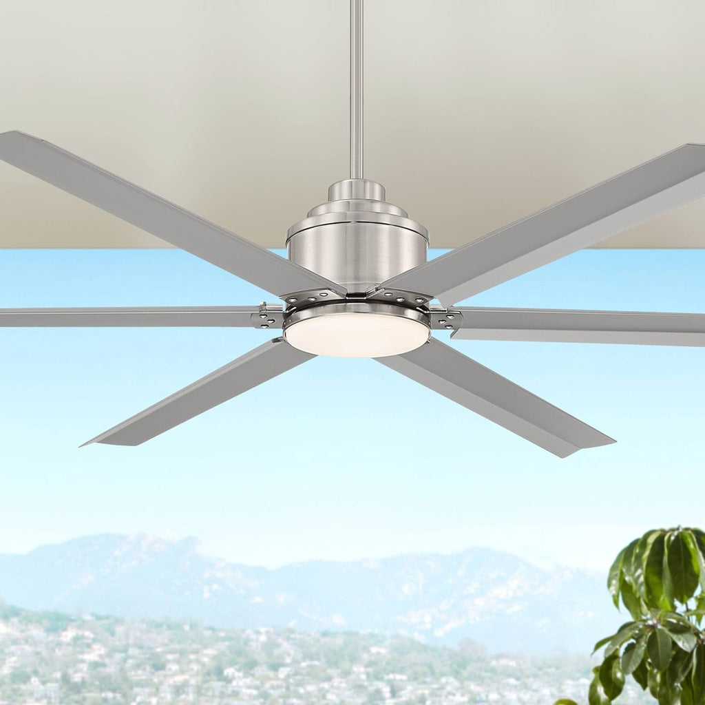 Casa Vieja 65' Ultra Breeze Modern Industrial Outdoor Ceiling Fan with Dimmable LED Light Remote Control Brushed Nickel Silver Wet Rated for Patio Exterior House Home Porch Gazebo Garage