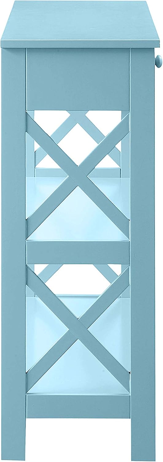 Convenience Concepts Oxford 1-Drawer Console Table 39.5' - Farmhouse Sofa Display with Storage Shelf For Living, Family, & Dining Room, Modern Entryway Hall Table for Kitchen, Bedroom, Sea Foam Blue