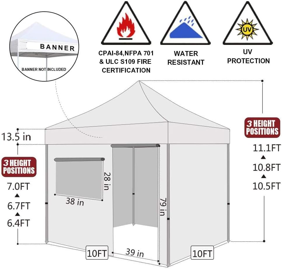 Eurmax USA 10x10 Pop Up Canopy Tent,Commercial Tent with Patented No-Tip Rolling Bag,4 Zippered Removable Walls,UV & Water Resistant Canopy Top,Heavy Duty Outdoor Gazebo,Instant Shelter(Burgundy)