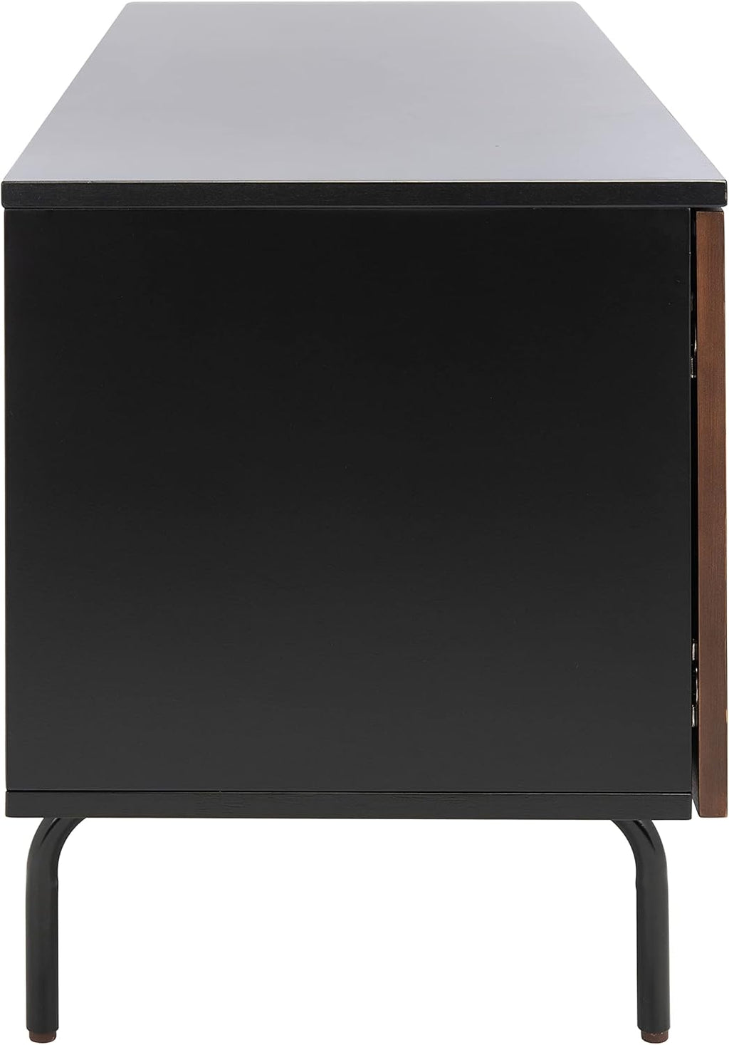 SAFAVIEH Genevieve TV Stand for up to 65' Flatscreen – Black & Walnut Brown Finish, Mid-Century Modern Storage Cabinet, Entertainment Media Console (MED5000F)