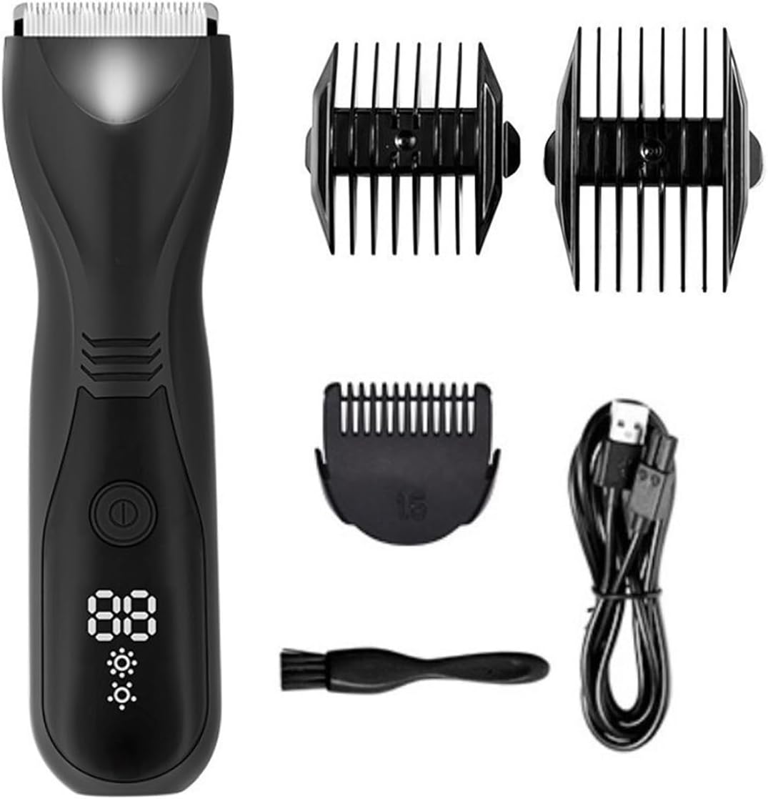 Hair Cutting Tool, Body Hair Trimmer for Men Electric Balls Trimmer Body Groomer and Pubic Groin Hair Remover Waterproof LED Display Beard Shaver