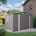 10 x 8 FT Outdoor Storage Shed with Lockable Doors, Metal Garden Tool Shed with Air Vent & Clear Window, Large Utility Storage for Lawn Equipment, Bicycles, Patio & Backyard - Gray