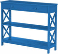 Convenience Concepts Oxford 1 Drawer Console Table with Shelves, Teal Blue
