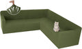 ALIECOM Stretch Corner Sectional Couch Covers L Shape Sofa Covers Washable Sectional Slipcovers U Shape Jacquard Living Room Pet Dogs Furniture Protector with Elastic Bottom (Avocado Green, Middle)
