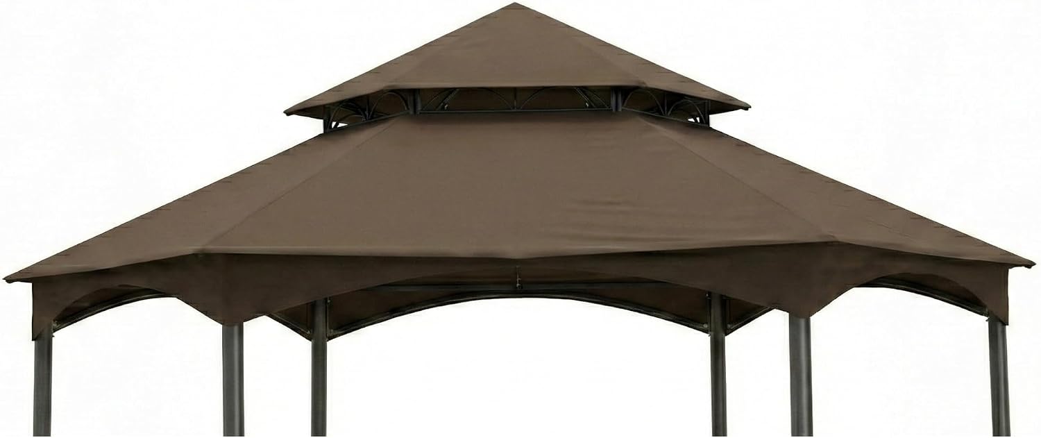 Garden Winds Reinforced RipLock 350 Replacement Canopy Top Cover Compatible with Southbay Hexagon 12' x 12' Gazebo Models L-GZ793PST-A, A111005500 - Nutmeg
