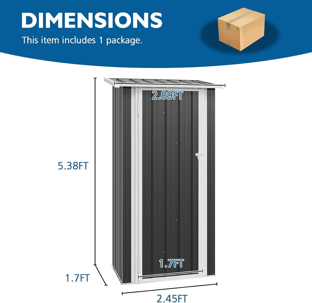3'x2' Outdoor Metal Storage Shed with Lockable Doors, Durable Steel Tool Shed for Garden, Patio, Backyard, and Lawn, Black