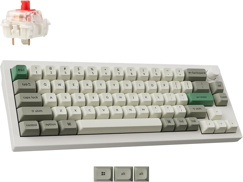 Keychron Q2 Max Wireless Custom Mechanical Gaming Keyboard, QMK/VIA Programmable Knob 2.4 GHz/Bluetooth 5.1/Wired, 65% Compact RGB Hot-Swap with Gateron Red Switch for Mac Windows Linux - White