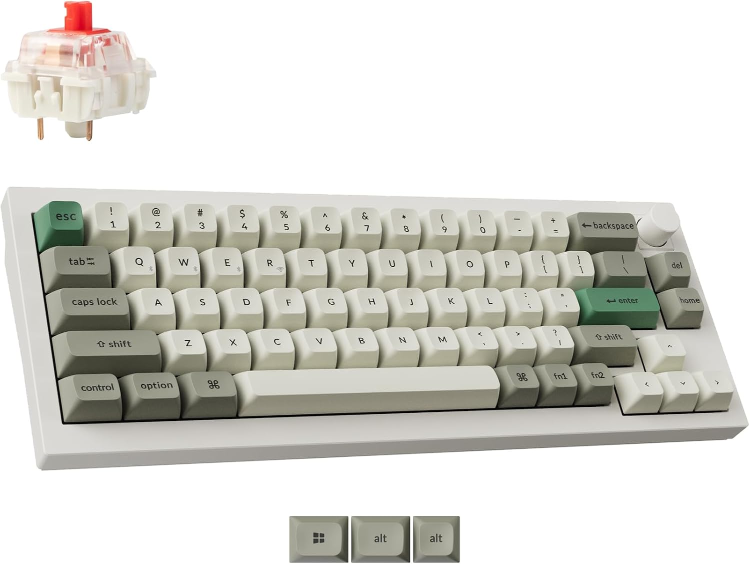 Keychron Q2 Max Wireless Custom Mechanical Gaming Keyboard, QMK/VIA Programmable Knob 2.4 GHz/Bluetooth 5.1/Wired, 65% Compact RGB Hot-Swap with Gateron Red Switch for Mac Windows Linux - White